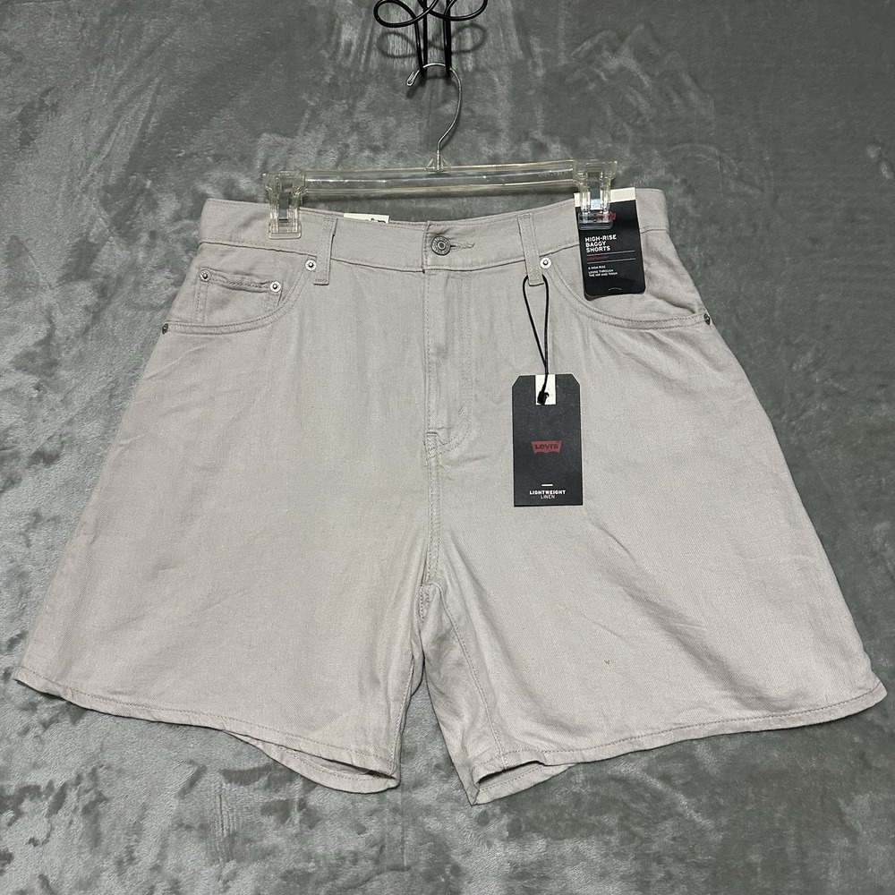 NWT Levis High Rise Baggy Shorts Womens Size 29 Tan Lightweight Linen Blend Soft